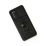 Samsung Galaxy A03s Kılıf Pars Lens Yüzüklü Silikon - Siyah-3