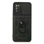 Samsung Galaxy A03s Kılıf Pars Lens Yüzüklü Silikon - Siyah-1