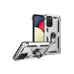 Samsung Galaxy A03s Kılıf Sofya Yüzüklü Silikon Kapak - Gümüş-2