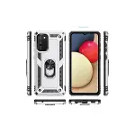 Samsung Galaxy A03s Kılıf Sofya Yüzüklü Silikon Kapak - Gümüş-3