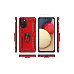 Samsung Galaxy A03s Kılıf Sofya Yüzüklü Silikon Kapak - Kırmızı-3