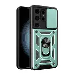 Samsung Galaxy S24 Ultra Kılıf Pars Lens Yüzüklü Silikon - Yeşil-1
