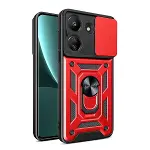 Xiaomi Redmi 13c Kılıf Pars Lens Yüzüklü Silikon - Kırmızı-1
