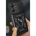 Xiaomi Redmi 13c Kılıf Pars Lens Yüzüklü Silikon - Siyah-2