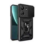 Xiaomi Redmi 13c Kılıf Pars Lens Yüzüklü Silikon - Siyah-1