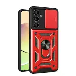 Samsung Galaxy A05 Kılıf Pars Lens Yüzüklü Silikon - Kırmızı-1