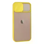 İphone 13 Kılıf Palm Buzlu Kamera Sürgülü Silikon - Sarı-2