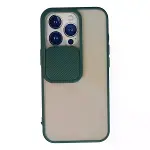 İphone 13 Pro Kılıf Palm Buzlu Kamera Sürgülü Silikon - Yeşil-1