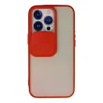 İphone 13 Pro Kılıf Palm Buzlu Kamera Sürgülü Silikon - Kırmızı-1