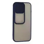 İphone 13 Pro Kılıf Palm Buzlu Kamera Sürgülü Silikon - Lacivert-2