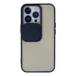 İphone 13 Pro Kılıf Palm Buzlu Kamera Sürgülü Silikon - Lacivert-1