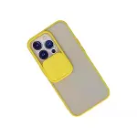 İphone 13 Pro Kılıf Palm Buzlu Kamera Sürgülü Silikon - Sarı-3
