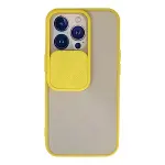 İphone 13 Pro Kılıf Palm Buzlu Kamera Sürgülü Silikon - Sarı-1
