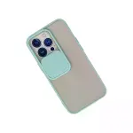 İphone 13 Pro Kılıf Palm Buzlu Kamera Sürgülü Silikon - Turkuaz-3