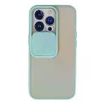 İphone 13 Pro Kılıf Palm Buzlu Kamera Sürgülü Silikon - Turkuaz-1