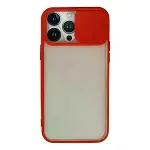 İphone 13 Pro Max Kılıf Palm Buzlu Kamera Sürgülü Silikon - Kırmızı-1