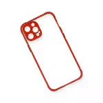 İphone 12 Kılıf Miami Şeffaf Silikon - Kırmızı-3