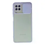 Samsung Galaxy A22 Kılıf Palm Buzlu Kamera Sürgülü Silikon - Lila-1
