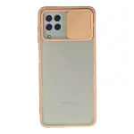 Samsung Galaxy A22 Kılıf Palm Buzlu Kamera Sürgülü Silikon - Pembe-1