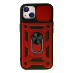 İphone 13 Kılıf Pars Lens Yüzüklü Silikon - Kırmızı-1