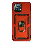 Xiaomi Mi 11 Lite Kılıf Pars Lens Yüzüklü Silikon - Kırmızı-1