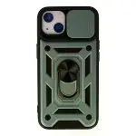 İphone 13 Kılıf Pars Lens Yüzüklü Silikon - Yeşil-1