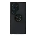 Samsung Galaxy S24 Ultra Kılıf Montreal Yüzüklü Silikon Kapak - Siyah-1