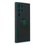 Galaxy S24 Ultra Kılıf Montreal Yüzüklü Silikon Kapak - Yeşil-2