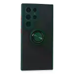 Galaxy S24 Ultra Kılıf Montreal Yüzüklü Silikon Kapak - Yeşil-1