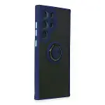 Samsung Galaxy S24 Ultra Kılıf Montreal Yüzüklü Silikon Kapak - Lacivert-2