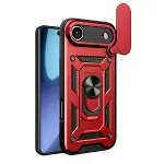 İphone 17 Air Pars Lens Yüzüklü Silikon - Kırmızı-1