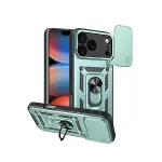 İphone 17 Pro Pars Lens Yüzüklü Silikon - Yeşil-1