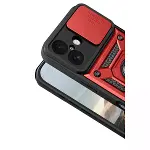 İphone 17 Pars Lens Yüzüklü Silikon - Kırmızı-3