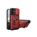 İphone 17 Pars Lens Yüzüklü Silikon - Kırmızı-1