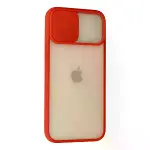 İphone 12 Pro Max Kılıf Palm Buzlu Kamera Sürgülü Silikon - Kırmızı-3