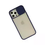 İphone 12 Pro Max Kılıf Palm Buzlu Kamera Sürgülü Silikon - Lacivert-2
