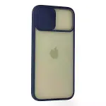 İphone 12 Pro Max Kılıf Palm Buzlu Kamera Sürgülü Silikon - Lacivert-3