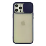 İphone 12 Pro Max Kılıf Palm Buzlu Kamera Sürgülü Silikon - Lacivert-1