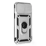 İphone 12 Pro Max Kılıf Pars Lens Yüzüklü Silikon - Gümüş-2