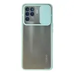Oppo Reno 5 Lite Kılıf Palm Buzlu Kamera Sürgülü Silikon - Turkuaz-1