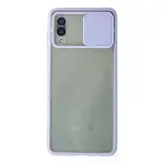Samsung Galaxy A02 Kılıf Palm Buzlu Kamera Sürgülü Silikon - Lila-1