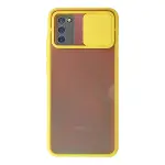 Samsung Galaxy A02s Kılıf Palm Buzlu Kamera Sürgülü Silikon - Sarı-1
