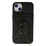 İphone 15 Kılıf Pars Lens Yüzüklü Silikon - Siyah-1