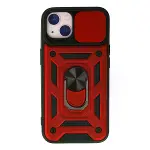 İphone 15 Kılıf Pars Lens Yüzüklü Silikon - Kırmızı-1