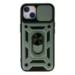 İphone 15 Kılıf Pars Lens Yüzüklü Silikon - Yeşil-1