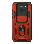Xiaomi Redmi Note 9 Kılıf Pars Lens Yüzüklü Silikon - Kırmızı-1