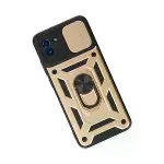 Samsung Galaxy A03 Kılıf Pars Lens Yüzüklü Silikon - Gold-3
