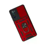 Samsung Galaxy S20 Fe Kılıf Pars Lens Yüzüklü Silikon - Kırmızı-3