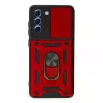 Samsung Galaxy S21 Fe Kılıf Pars Lens Yüzüklü Silikon - Kırmızı-1