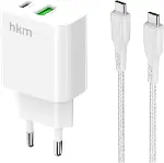 BOLT DUO 20W USB-A ve Type-C Çift Portlu Hızlı Şarj Aleti, Type-C Kablo ve Adaptör Seti, Beyaz-1
